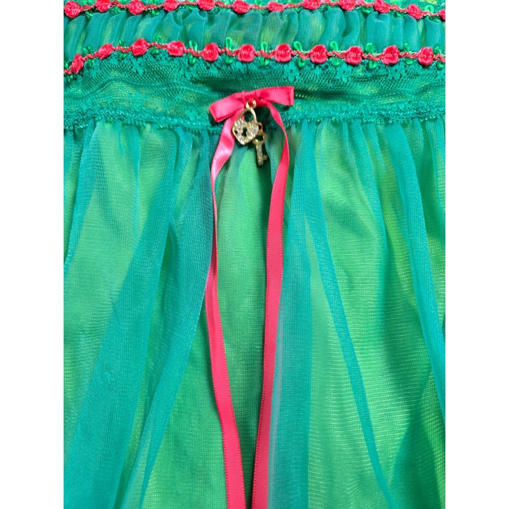 90s Y2K Victoria's Secret Sexy Little Things Green Lace Babydoll Ligerie Set S - Picture 8 of 15